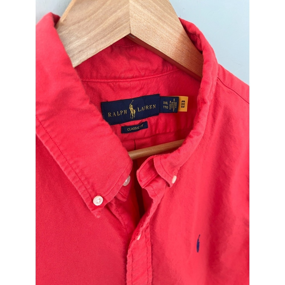 Polo Ralph Lauren Starboard Red Pink Garment-Dyed Button Shirt Men's Sz XXL Navy